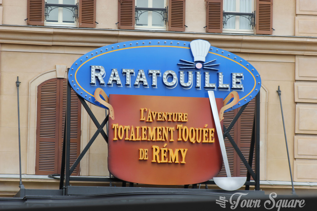 The large entry sign over the new Ratatouille attraction in Disneyland Paris