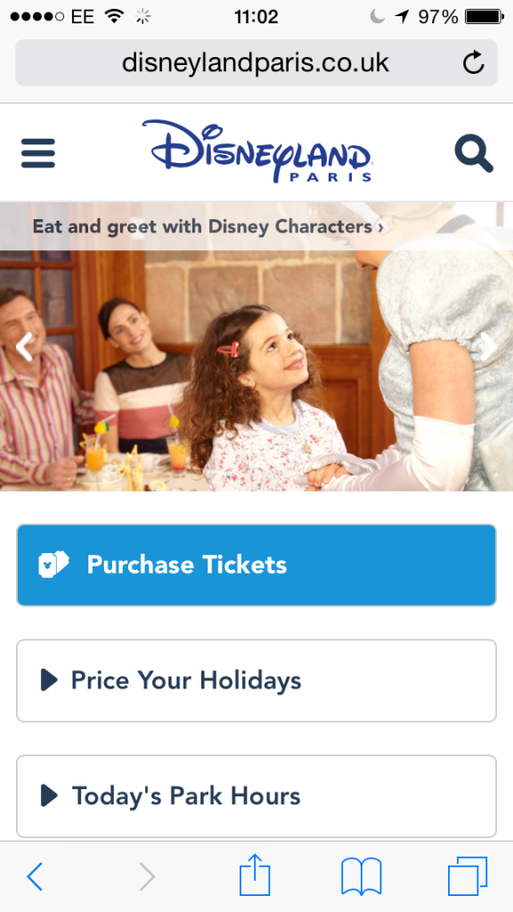 New Disneyland Paris Mobile Website