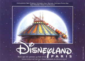 Graphical representation of Space Mountain with the Disneyland Paris logo beneath