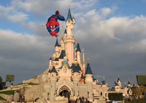 Spider-Man on Disneyland Paris' castle